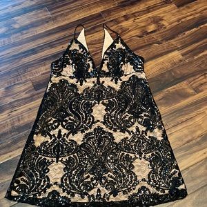 Free People formal or wedding PERFECTION!! gorgeous short black sequin dress 8